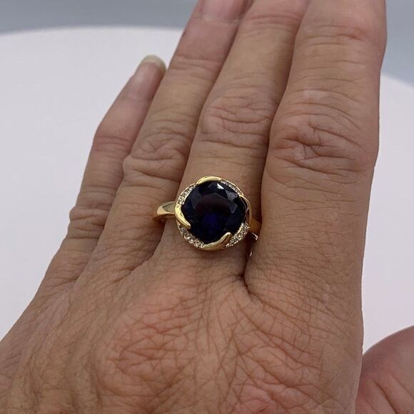 New, no tags, gold over stainless amethyst and diamonds, adjustable, deep colour - Picture 2 of 16